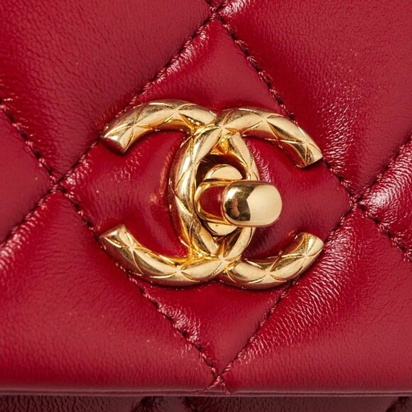 Chanel Dark Red Quilted Shiny Lambskin Quilted Multi Stand Flap Bag - Picture 4 of 9